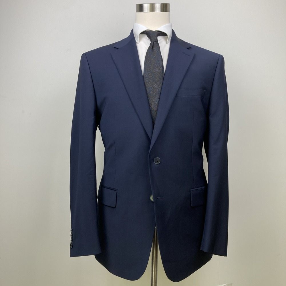 Calvin Klein Mens Slim fit Suit Jacket Blazer 46 R Navy Blue Solid Stretch